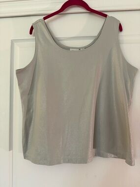 Chicos Sleeveless Shimmer Tank Top in Pale Silver